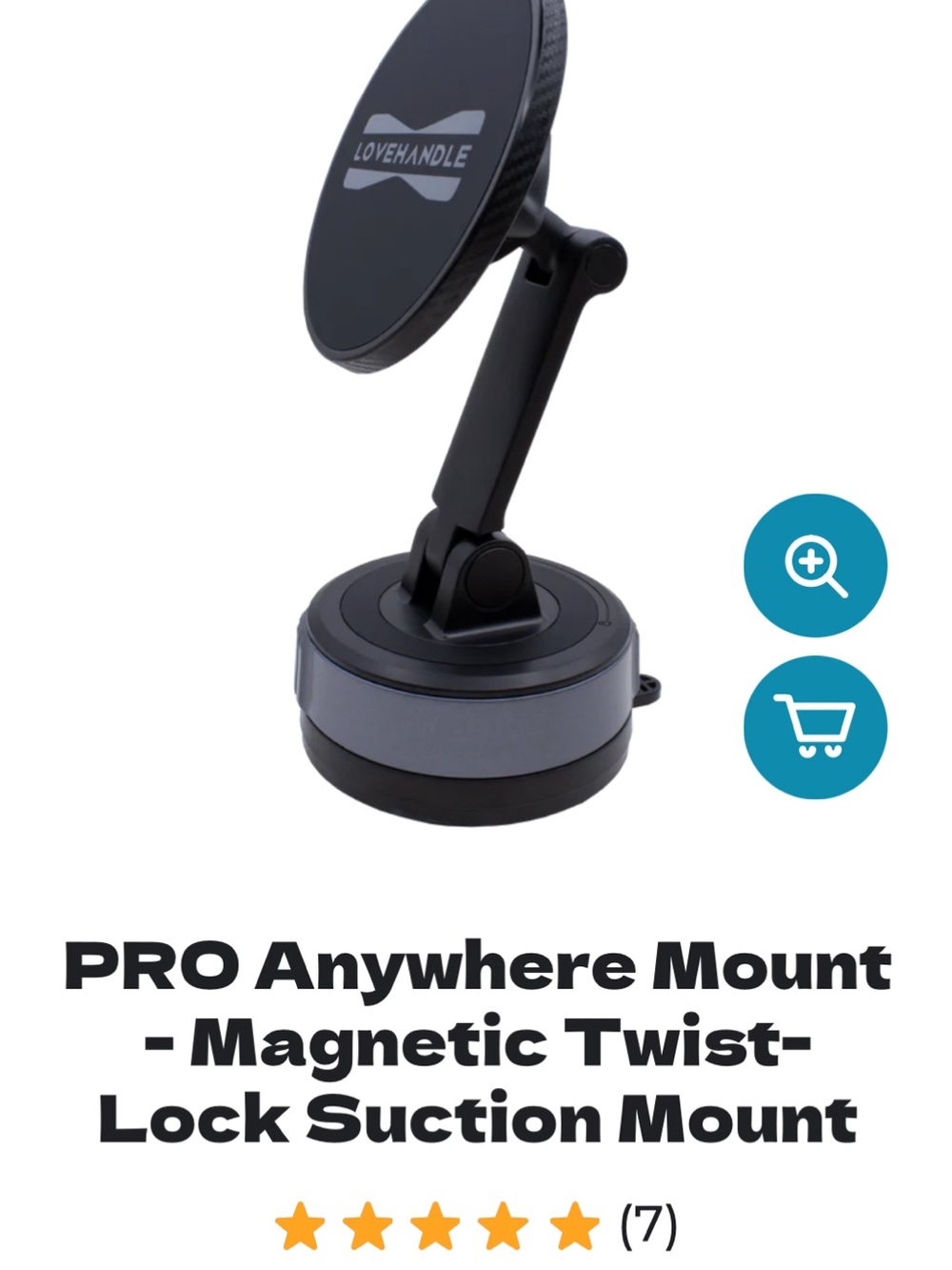 Pro Anywhere Magnetic Twist-Lock Suction Mount - Black